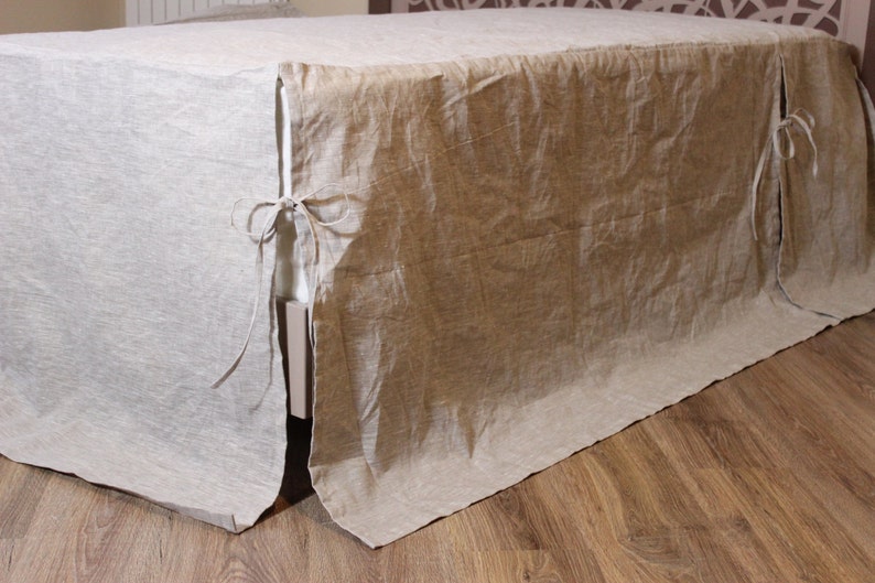 Linen Bedskirt With Ties. Linen Bed Skirt With Corner Ties. Etsy