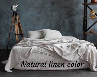 Stonewashed Linen Sheet Set. Bedding Set. Softened 100% Natural Organic Eco Friendly Linen. Sheet set for Twin King CalKing Queen Full beds