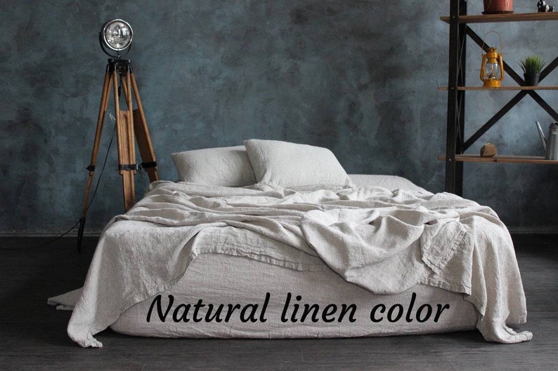 Bed Sheets Set Organic Soft Linen Bedding Queen King Twin Full Linen sheet set Linen Bedding set Farmhouse Sheets Bed Linen Shabby Chic image 4
