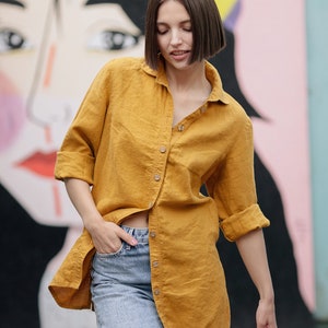 Linen SHIRT Soft Women Relaxed Fit Linen Shirt Linen Tunic Linen Blouse Handmade Linen Shirt Long Sleeves Shirt Tunic