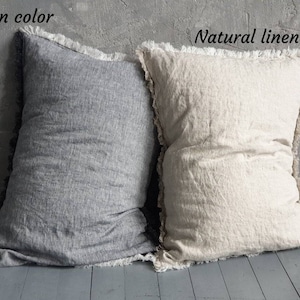 Dalle Stelle Linen Pillowcase Natural Stonewashed Soft Sham Euro Organic Flax King Queen Standard Pillow Case