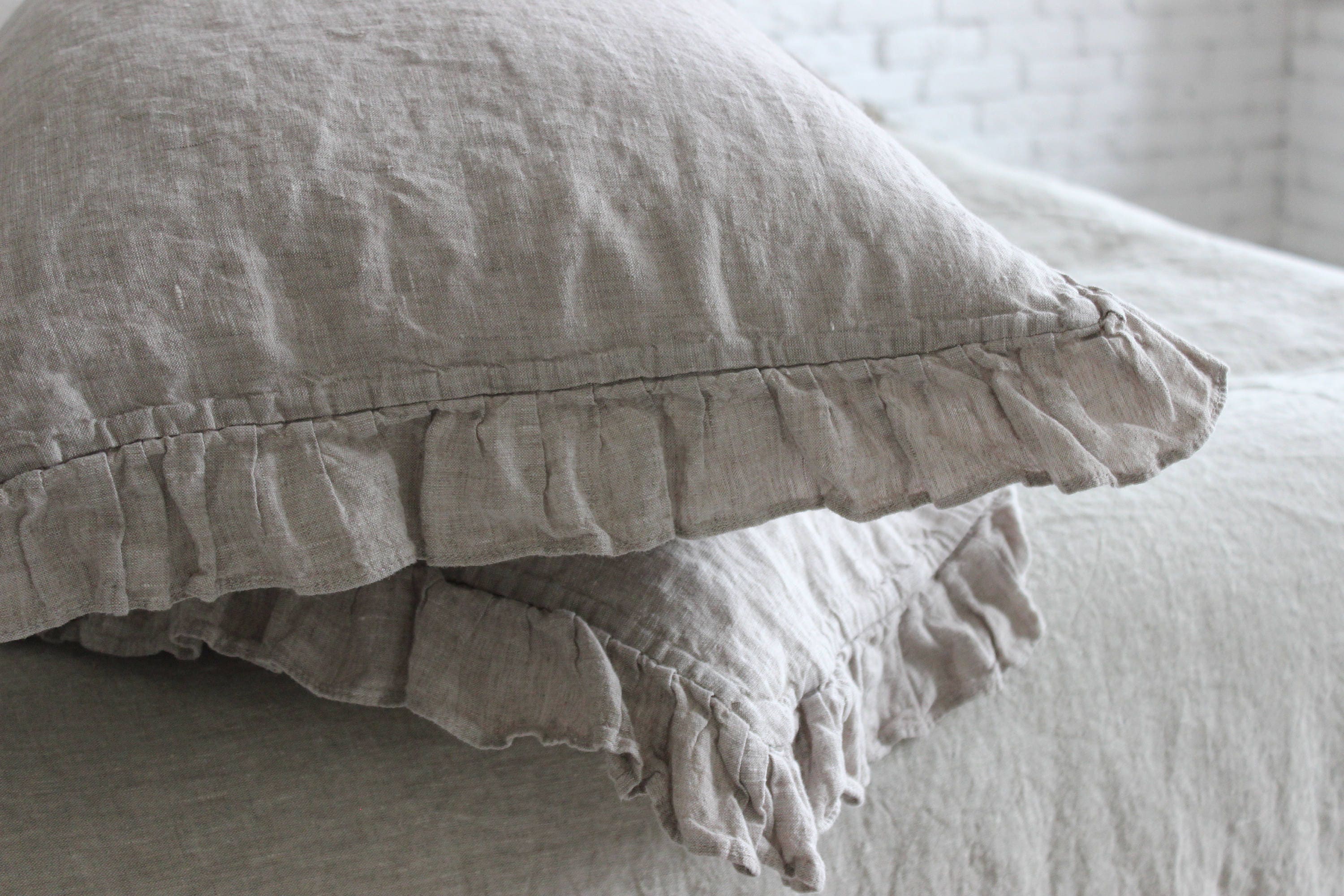Organic softened pillowcase with ruffle on 4 sides. | Etsy