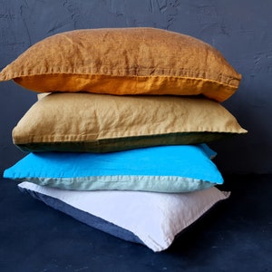 Linen pillowcases two-sided Linen Pillow Cover Linen Pillow Slip Standard Queen King EUR EU AU Linen Pillow Case Linen Sham Linen Bedding