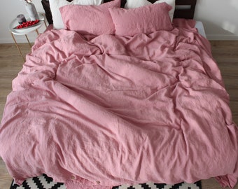 100% linen Comforter Duvet cover and two pillowcases Natural pure linen Bedding Twin Full Queen CalKing King Custom size Quilt Comforter