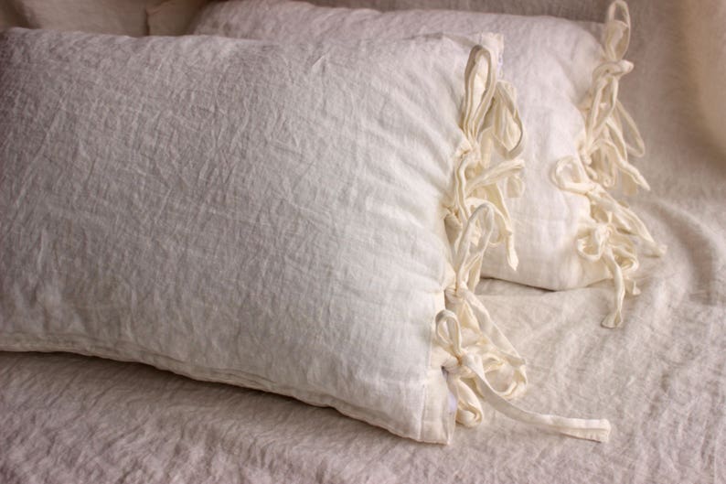 Stonewashed Linen Pillowcase With Ties. Organic Shabby Chic Etsy