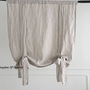 Tie Up Linen Valance Tie Up Blind Cafe curtains in 30 colors Farmhouse linen valance Kitchen Tie Up cafe curtain Linen Curtain Panel