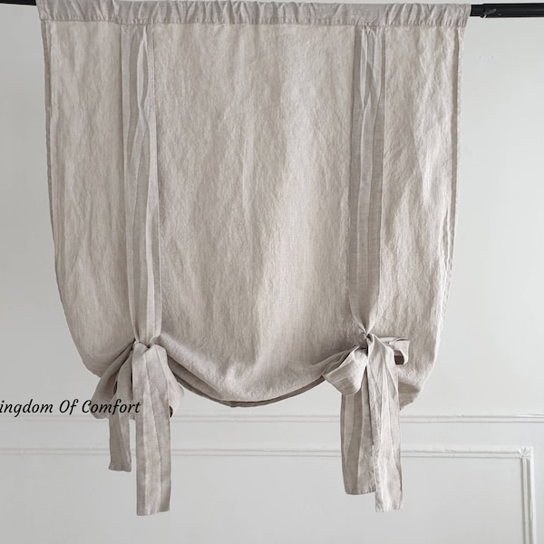 Tie Up Linen Valance Tie Up Blind Cafe rideaux en 30 couleurs Ferme linge cantonnière Cuisine Tie Up café rideau Lin Rideau Panneau