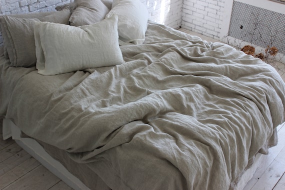 Organic Linen Duvet Cover In Natural Linen Color Natural Etsy