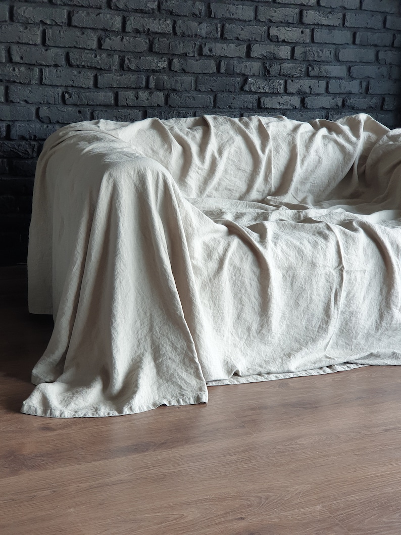 Housse de canapé en lin extra large, housse de fauteuil, housse de canapé en lin, housse de canapé en tissu, couvre-lit, couvre-lit en lin, taille personnalisée image 10