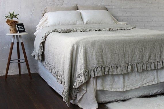 Duvet Cover With Ruffle On Four Sides Organic Linen Duvet Etsy