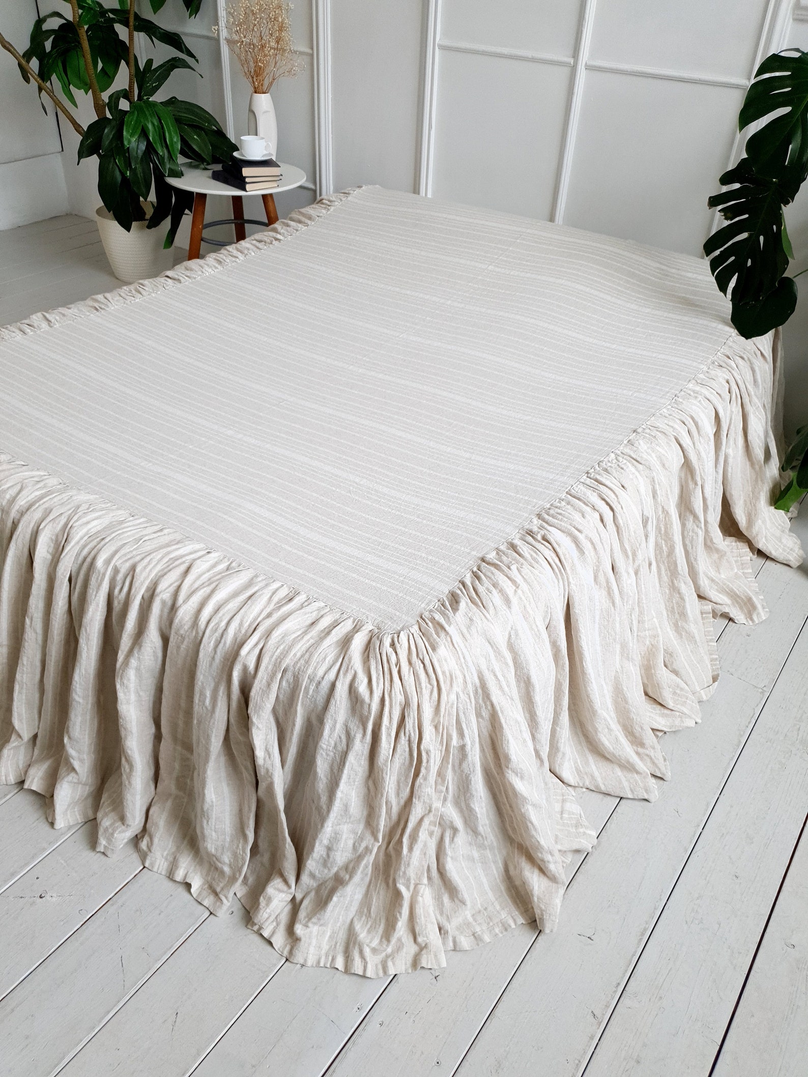 Organic Linen Bedskirt. Linen Coverlet. Linen Bed Cover. Linen Etsy