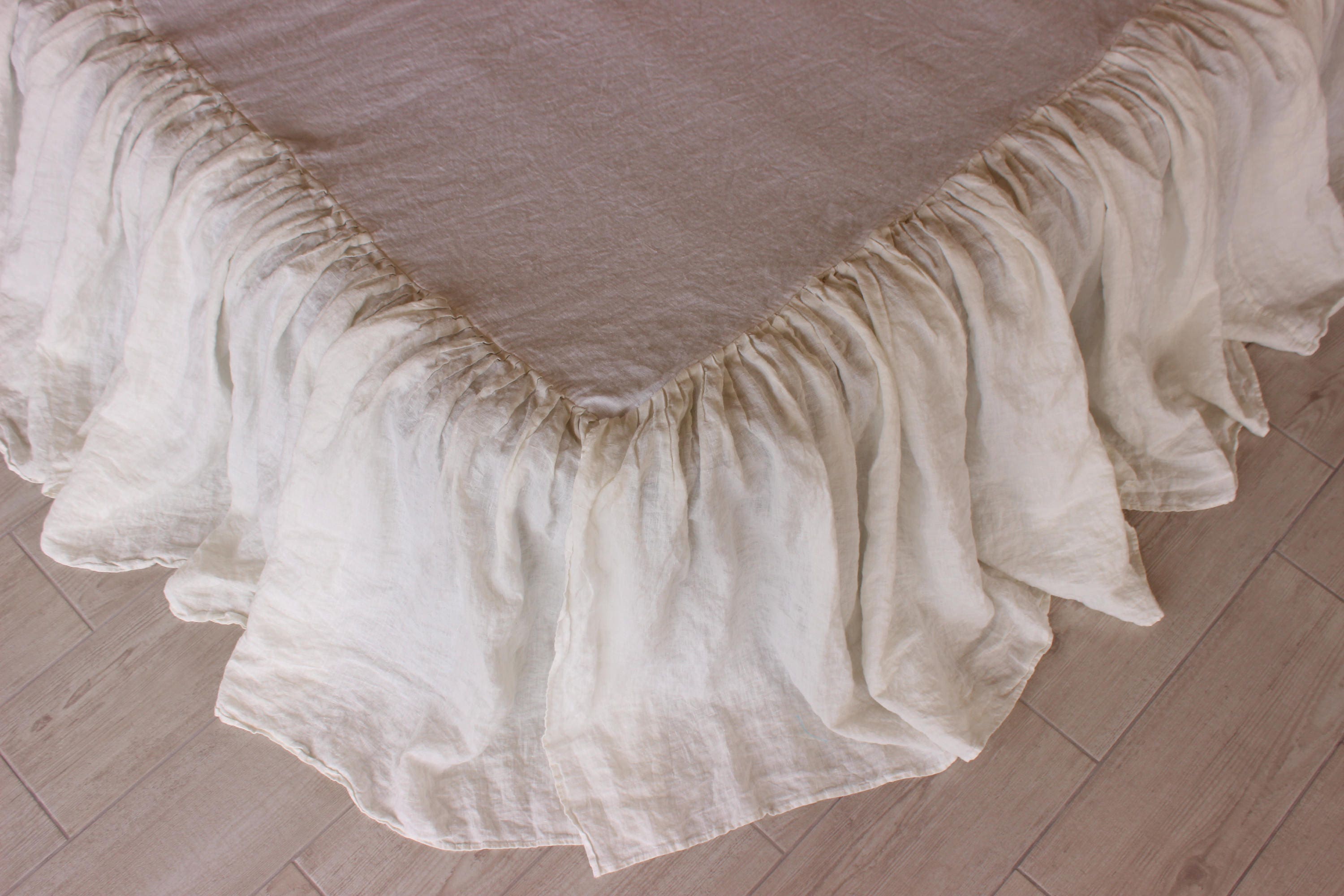 Linen Dust Ruffle Bedskirt 10 colors Stone Washed Shabby Chic Etsy