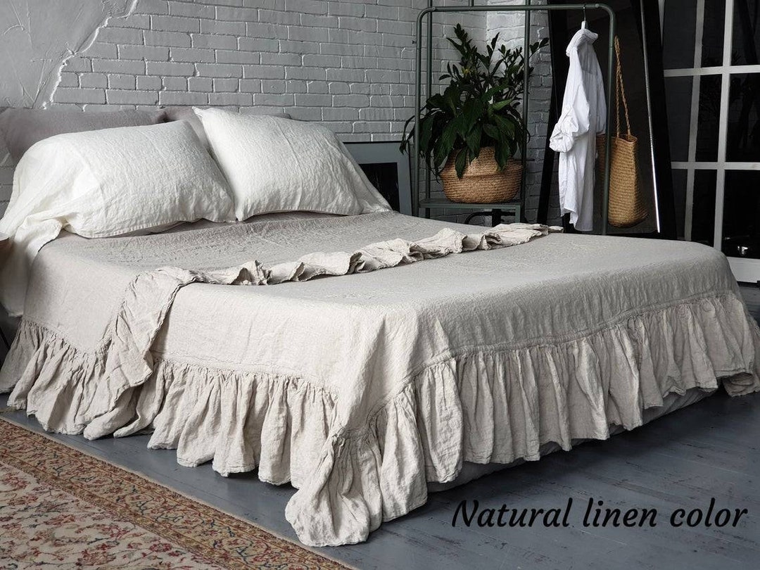 Linen Flat Sheet. Soft Ruffled Linen Flat Bed Sheet. Top Sheet Etsy
