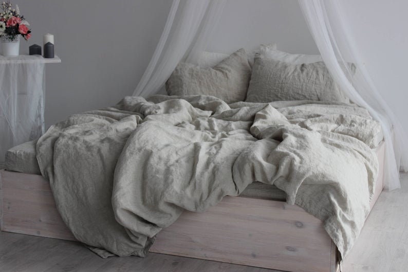 Organic linen duvet cover in natural linen color. Natural Etsy