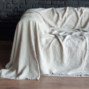 Extra Large Linen Sofa Cover Armchair Couch Cover Linen Slipcover Cloth Couch Cover Bed Cover Bedspread Linen Coverlet Custom Size Throw image 7