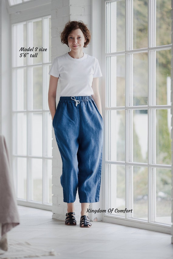 Wide Linen Pants Cropped Wide Leg Pants Hight Waited Linen Trousers Women  Linen Pants Relaxed Loose Fit Pants Boho Pants -  Canada