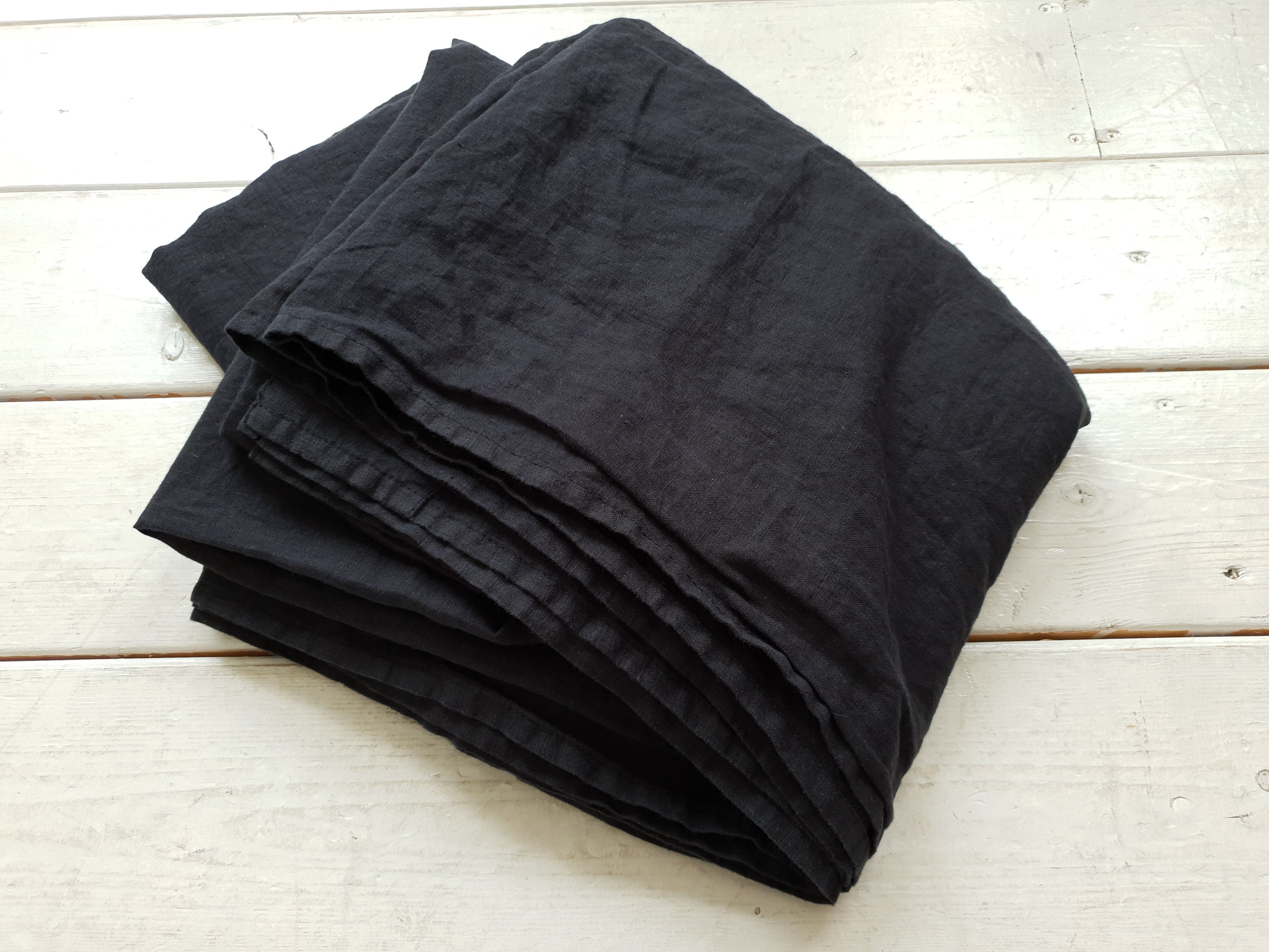 Linen flat sheet in black color. Organic top sheet Twin Full Etsy