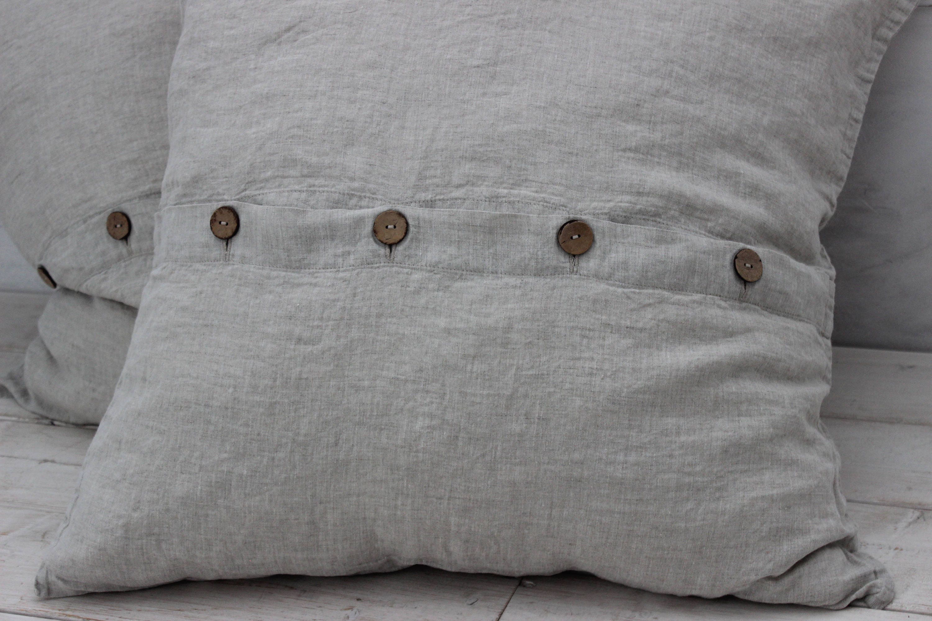 100 organic linen buttoned pillow cover. Linen pillowcase Etsy