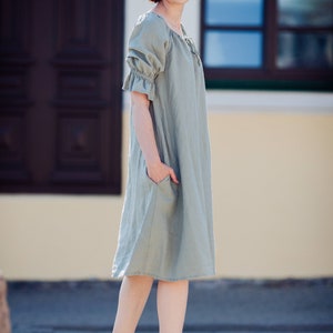 Linen Dress Off The Shoulder Linen Dress Linen Tunic Elegant Linen Dress Summer Linen Tunic Relaxed Loose Fit Dress Women Dress Handmade image 8