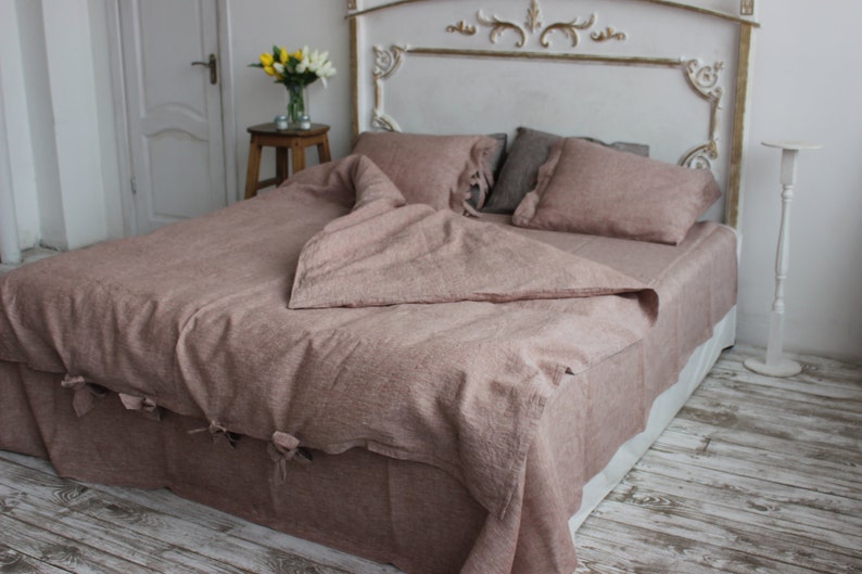 Duvet Cover 100 Stone Washed Organic Linen Dusty Wine Color Image 0