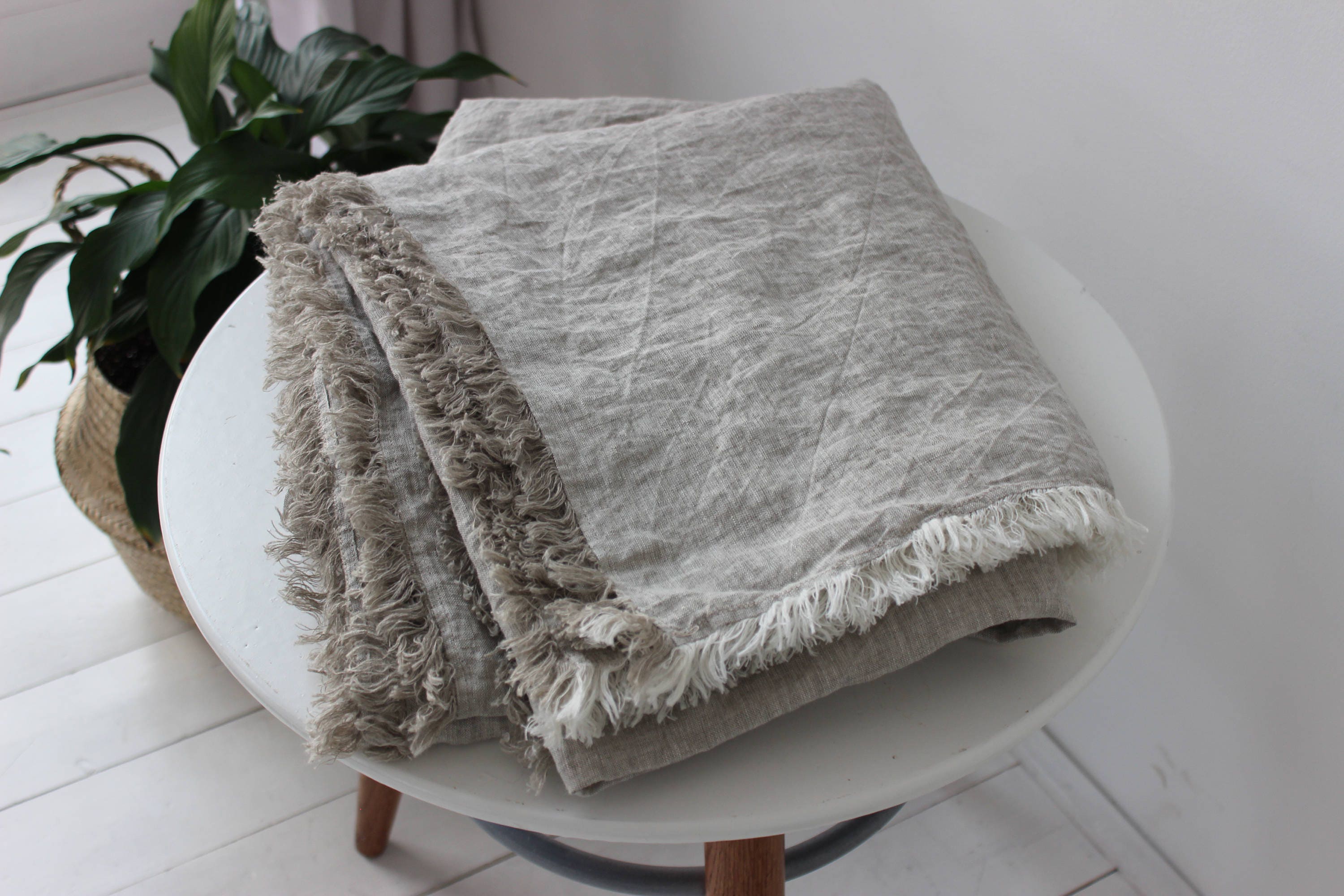 Linen Sheet Set with fringes. 100 Organic Stonewashed Etsy