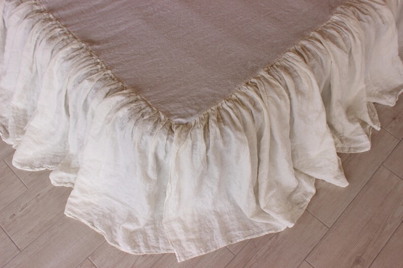 Linen Dust Ruffle Bedskirt 10 Colors Stone Washed Shabby Chic Image 0