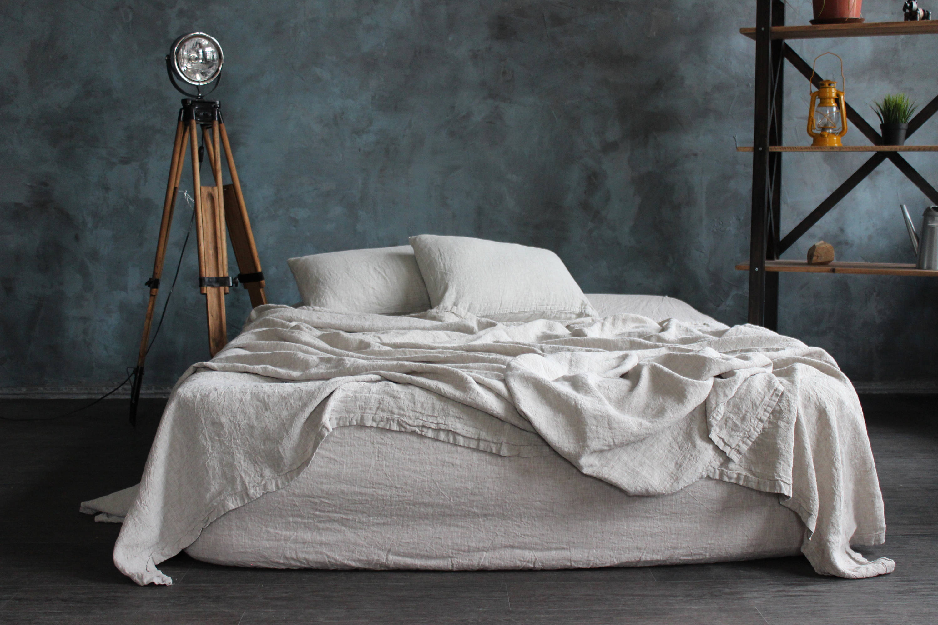 Stone Washed Linen Sheet Set Bedding Super Soft 100 50