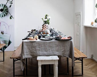 Stonewashed Linen Tablecloth. Table Linen. Natural Organic Tablecloth. Linen Table Cloth square, rectangular. Handmade.