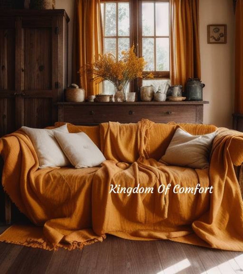 Naturleinen Sofabezug Sofabezug Leinen Couchbezug Loveseat Slipcover Leinen Tagesdecke Sondergröße Extra großer Couchbezug Bild 10
