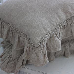 Linen Pillow Sham With Ruffle Linen Pillow Cover Ruffled Linen Pillow Case Pillow Slip Body Ruffled Pillow Linen Pillowcase US AU EUR