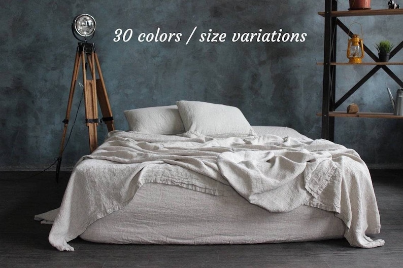 Bed Sheets Set Organic Soft Linen Bedding Queen King Twin Full Linen sheet set Linen Bedding set Farmhouse Sheets Bed Linen Shabby Chic image 1