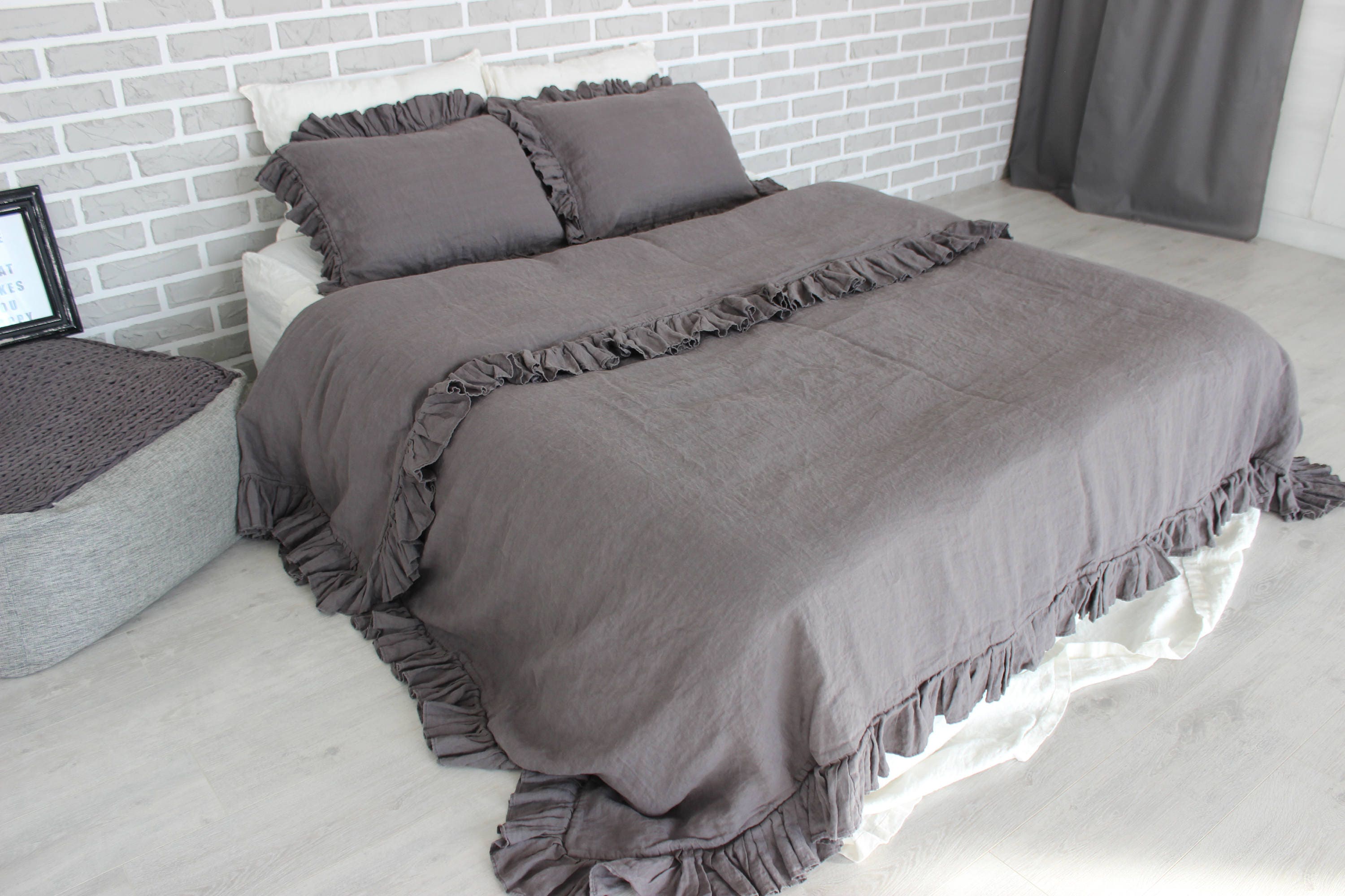 Linen Duvet Cover Dark Gray Color Linen Duvet Cover With Etsy