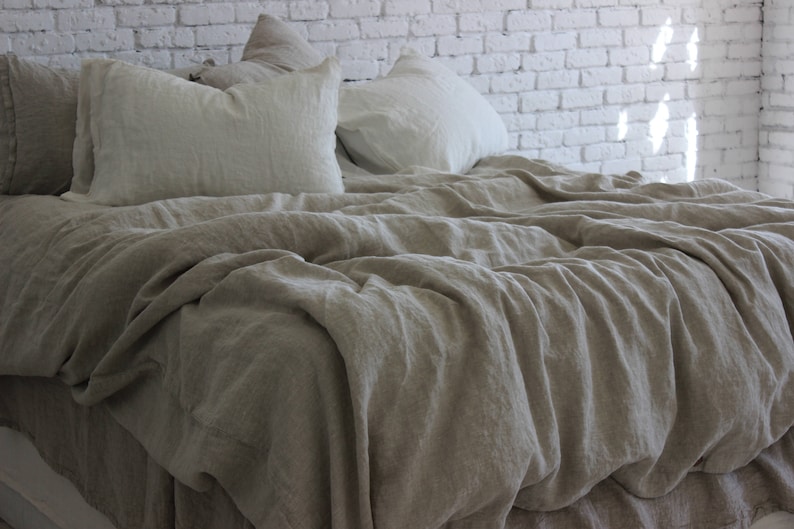 Organic linen duvet cover in natural linen color. Natural Etsy