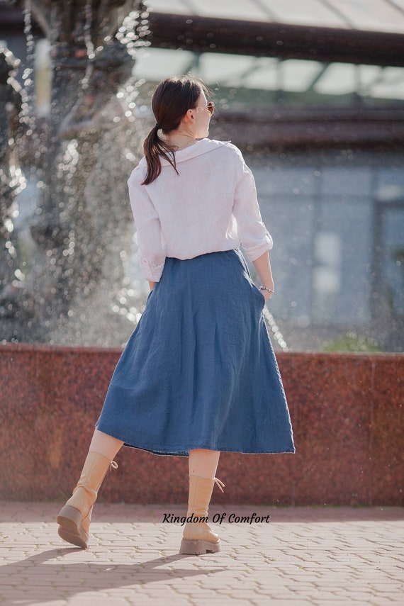 Stonewashed Linen A linen SKIRT Soft Shabby Chic Look Boho Linen