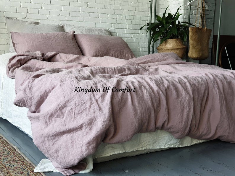 Linen DUVET COVER soft organic washed linen comforter quilt cover and 2 pillowcases Comforter Queen Twin Full King CalKing Double 100% flax image 5