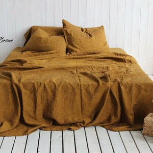 Bed Sheet Set Pre-shrunk Linen Bed Sheets King Queen Full CalKing Linen Sheets Bedroom Linen Bed Sheet Set Linen Shabby Chic Bedding Soft image 8