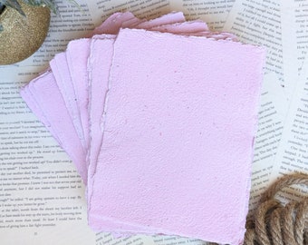 8x6 Handmade Paper | Recycled Paper |  Scrapbooking | Junk Journaling | Light Pink | Petal Pink