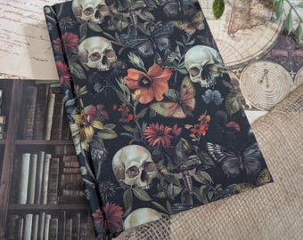 Skull Journal | Rebound book | Floral | Hardcover | Bookbinding | 9x6 | Approx 250 Pages | Handmade Cover