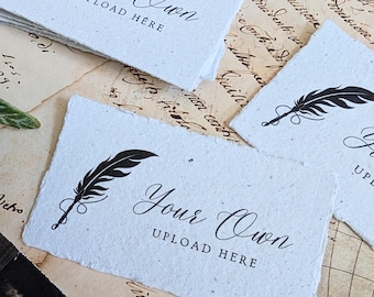 Handmade Paper Business Cards: Recycled with Ripped Edge - 10 Pack