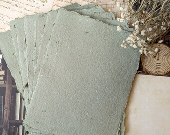 8x6 Handmade Paper | Green Paper | Recycled Paper |  Scrapbooking | Junk Journaling