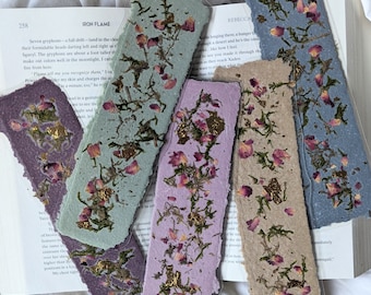 Bookmark | Handmade Paper | Rose Petal | Gold Foil | Moss