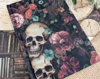 Skull Journal | Rebound book | Floral | Hardcover | Bookbinding | 9x6 | Approx 250 Pages | Handmade Cover