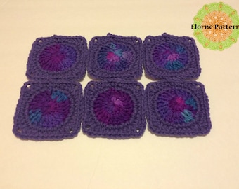 CROCHET PATTERN Mini Circle Center Granny Square Pattern