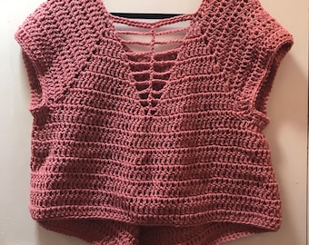Short Front Long Back Top Plus Size Crochet Pattern PDF ONLY