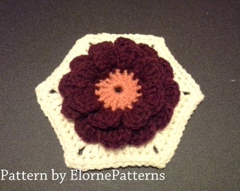 CROCHET PATTERN Crochet 3D Flower Granny Hexagon
