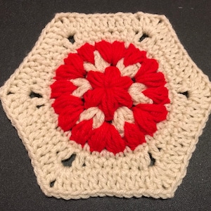 Puff Center Granny Hexagon Crochet Pattern