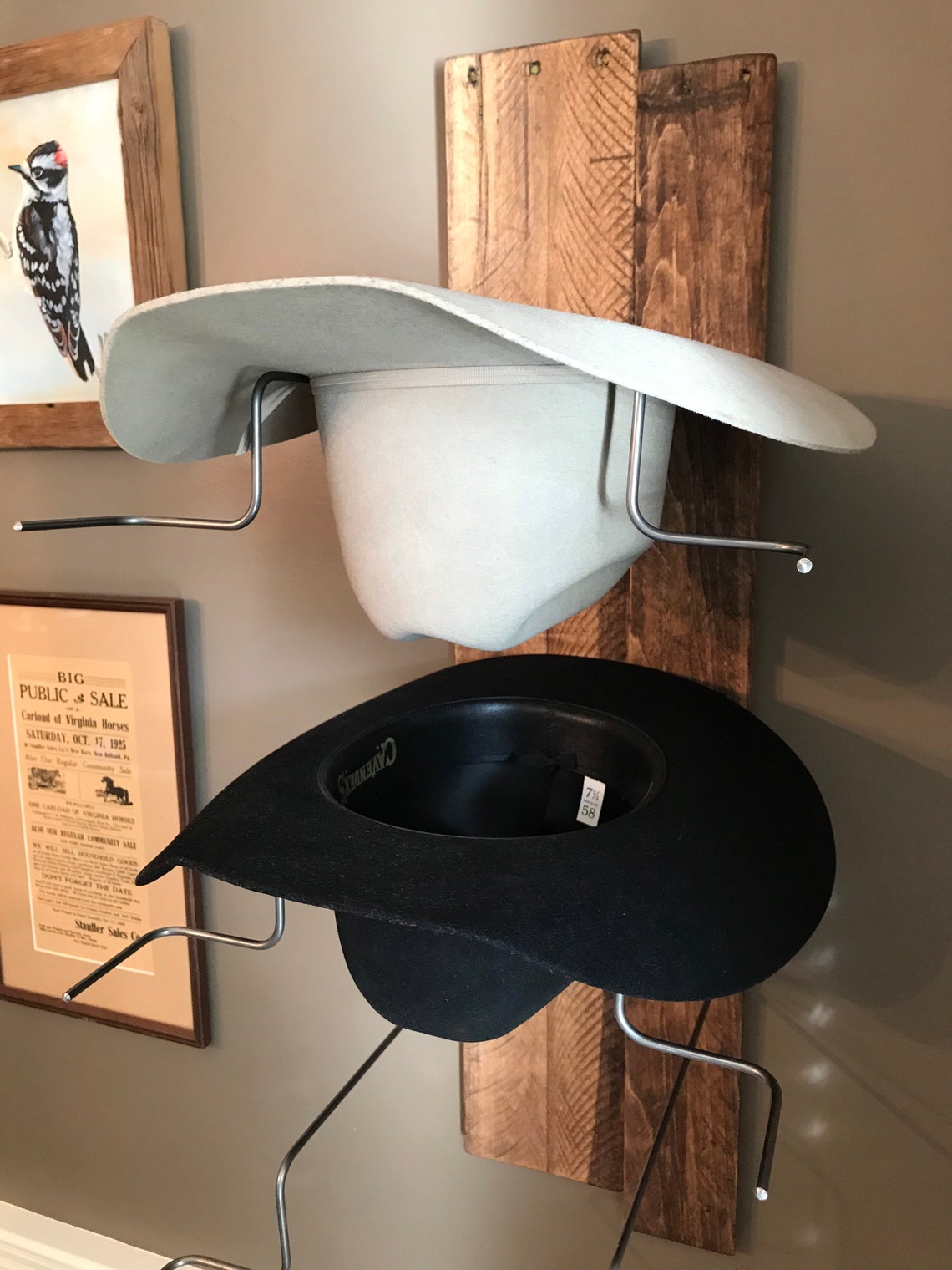 Cowboy Hat Rack Hanger Rustic Reclaimed Wood and Metal Etsy