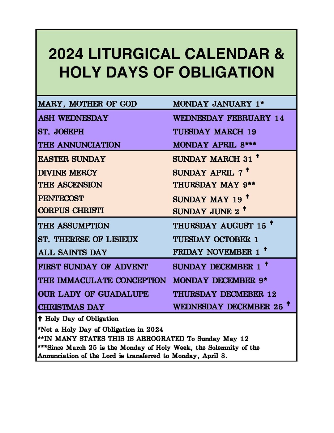 2024 Liturgical Calendar Sticker Custom Etsy