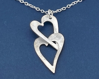 Small Silver Heart Pendant | Silver Heart Necklace | Necklace Heart Jewelry | Love Jewelry | Metal Clay Jewelry | Fun Love Pendant