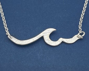 Ocean Wave Bar Necklace Beach Jewelry, Sterling Silver Wave Necklace,